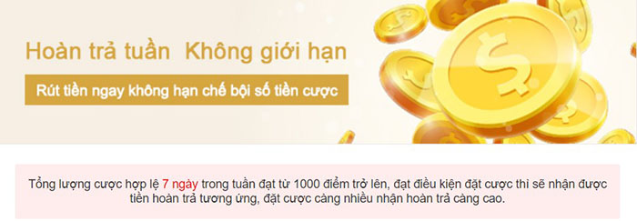 Khuyến mãi Ku casino Sự kiện hoàn trả tuần siêu ưu đãi