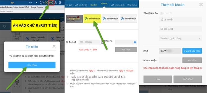 Rút tiền Ku casino Thêm ngân hàng nhận tiền rút về
