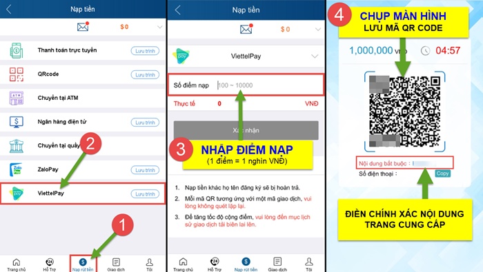 Nạp tiền Ku casino Nạp tiền Ku casino theo phương thức Viettel Pay