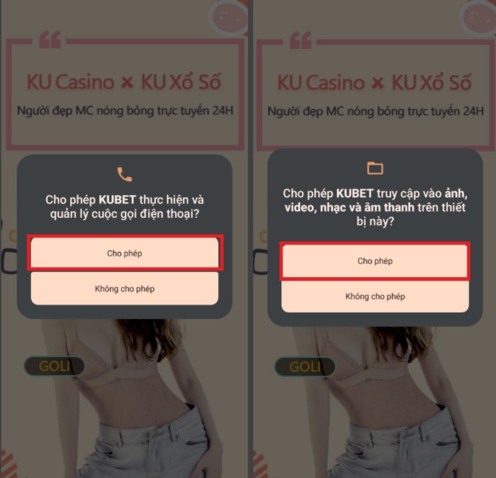Tải Ku casino Chấp nhận cài đặt khi tải App Ku casino